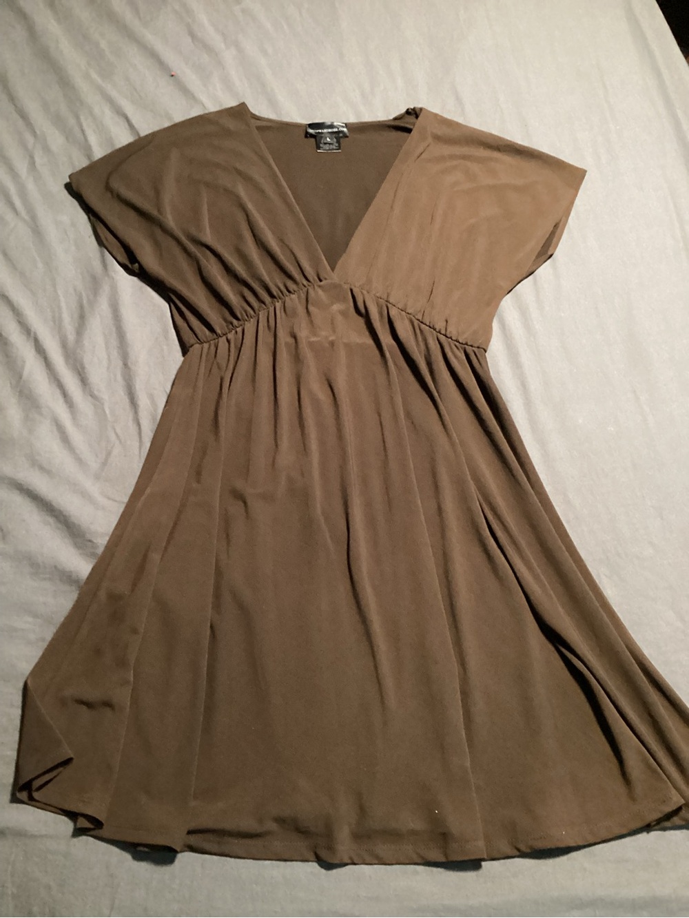 Classic V-Neck Brown Women's Dress